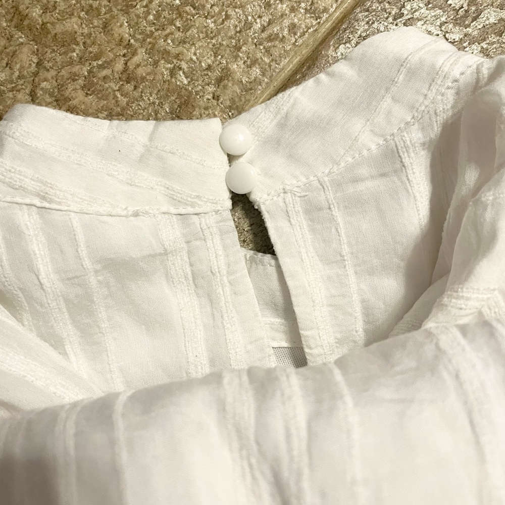 Aeom Textured Ruffle White Mini Dress Women’s Size Medium - Picture 5 of 16